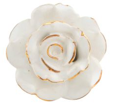 White Golden Rose Ceramic Cabinet Knobs